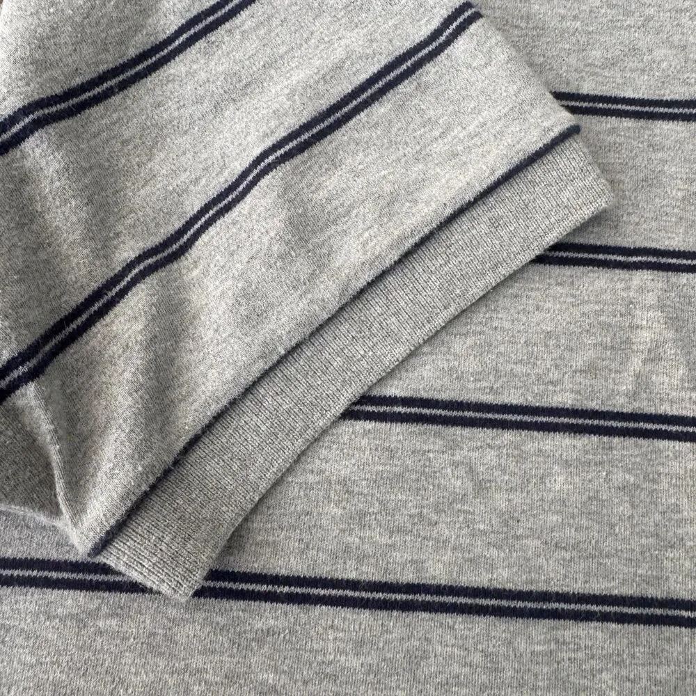 Ralph Lauren Polo Shirt Men L Gray Blue Stripe Golf Classic Cotton Pony Logo